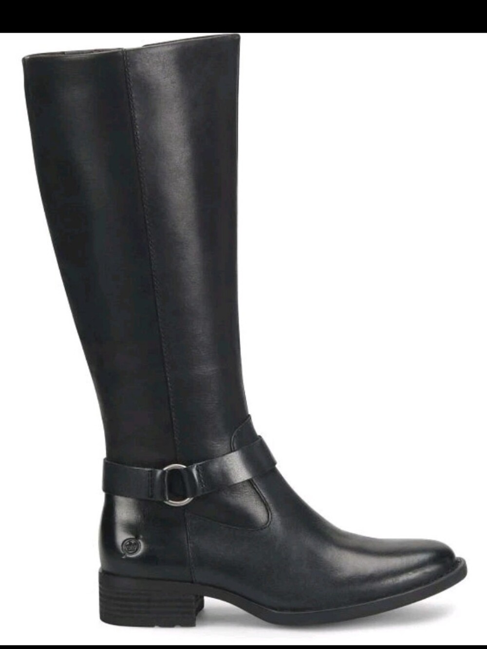 NWT Born Saddler Black Leather Wide-Calf Chunky Tread Heeled Boots Side Zip 10 - Picture 3 of 11